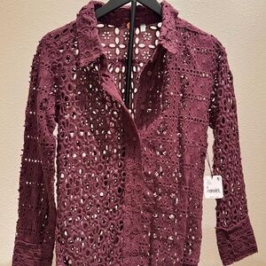Never worn!  Free People FP1 crochet-style blouse/jacket.